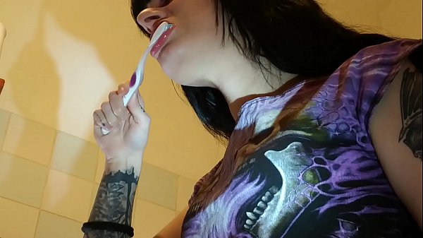 BONDAGED SERVANT WATCH HIS MISTRESS BRUSHING HER TEETH & SPIT part 1 1080p 