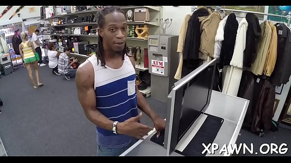 Intensive babe has sex in shop