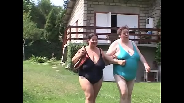 Milf and mature BBW lesbians lick their cunts near by the lake 