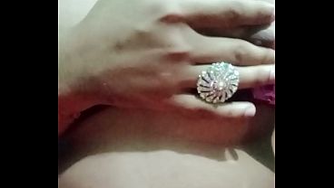 Indian Gay Crossdresser Bottom Gaurisissy pressing her big boobs and feeling horny in red saree with heavy jwellery 