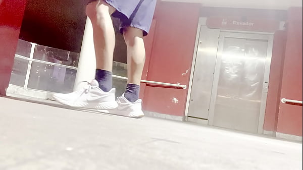 Flashing and masturbating outdoor - Public footbridge 