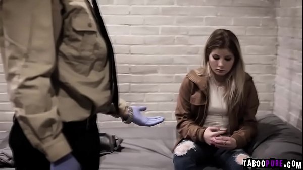 Naive teenager arrested and fucked by two correction officers!