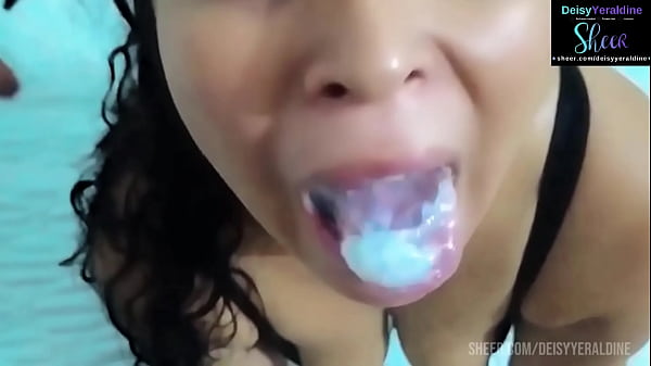 MILF swallowing cum. My cuckold does not have permission to fuckme, I masturbate for him. As consolation I suck his small cock, and I swallow his semen when he cums in my mouth. He's a faggot asshole