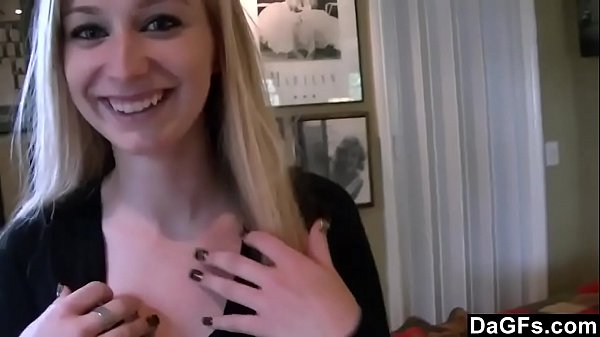 Amazing blonde babe dicked on her bed by a lucky dude