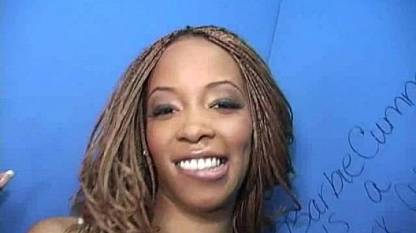 Adorable black chick make a guy happy through a gloryhole 10