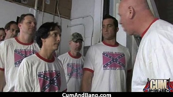 Black chick gets gangbanged by a group of white guys 3 