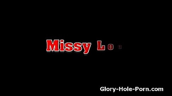 Busty slut sucks dick ass soon as she sees it pop through gloryhole