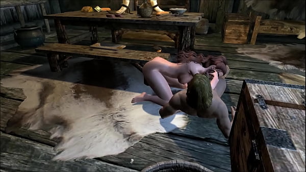 Muscular man has public sex with a waitress in a fantasy realm!  