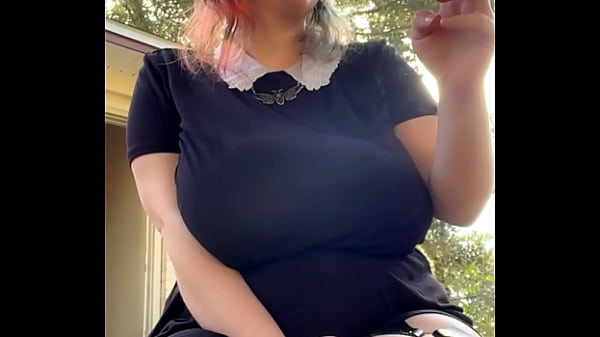 Alt Milf nextdoor smokes outback!
