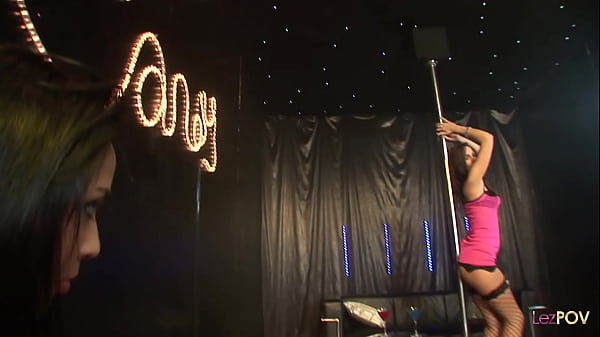 This busty milf lesbian loves to pole dance before getting her pussy licked and fingered