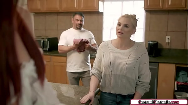 Trans stepdaughter Tori Easton catches stepdad spying on her and makes him suck her cock.The big tits tgirl asslicks him and then the ts barebacks him 