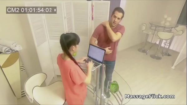 Spy cam in massage parlor catches busty Asian pleasing dick  