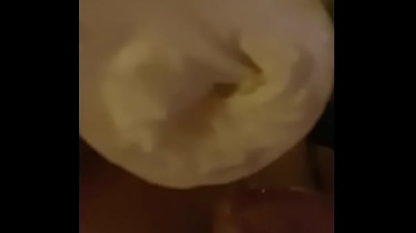 Male masterbates with homemade toilet paper