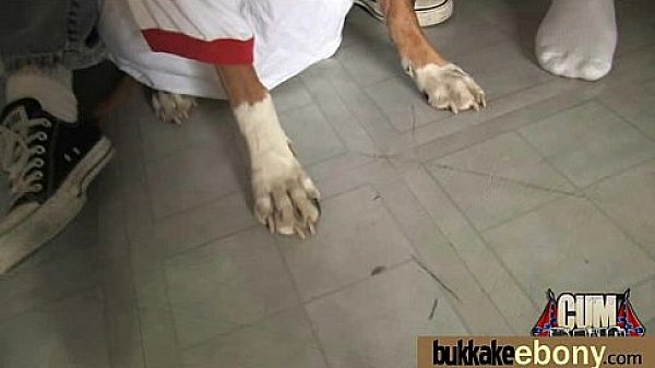 Ebony in a huge bukkake 14