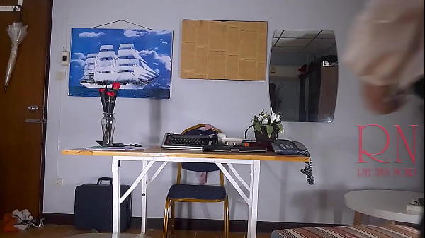 Naked lady boss in the office without panties. The bitch dresses in an office suit and plays with inflatable balls.  