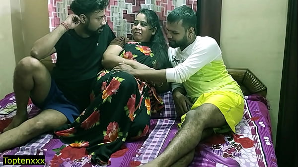 Indian hot randi bhabhi fucking with two devor !! Amazing hot threesome sex  