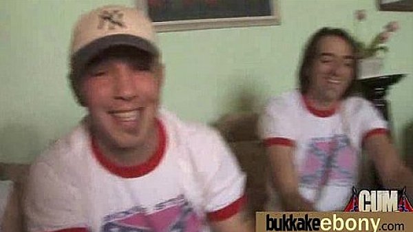 Ebony babe sucks too many white cocks 2