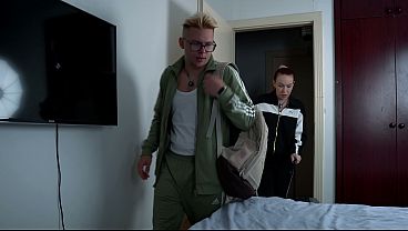 Step Mom Tests Step Son's Secret Gift on Shared Hotel Bed New Year's Eve