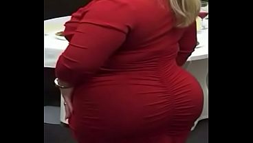 bbw busty mom twerks her fat big ass in a red dress  
