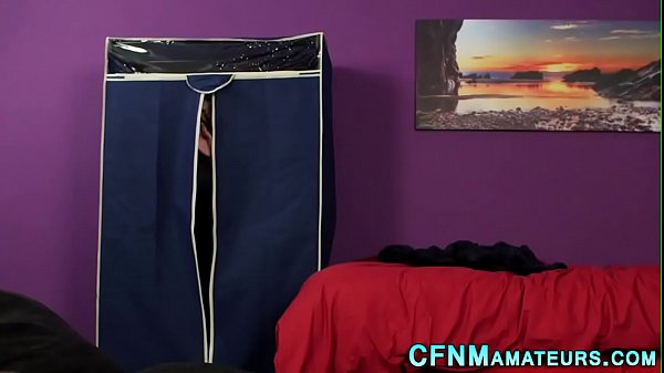 Clothed blonde tugs cum