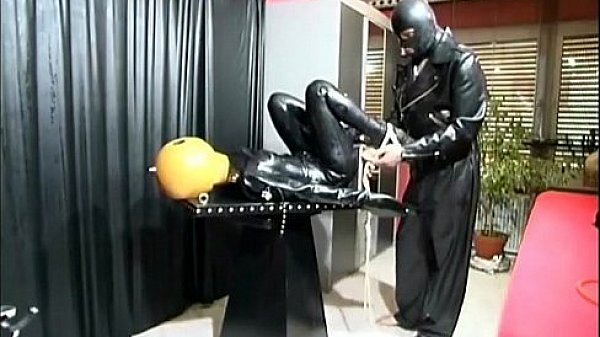 Slave girl gets tied up by her master  
