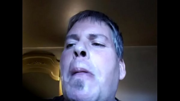 Faggot eating loads of his own cum