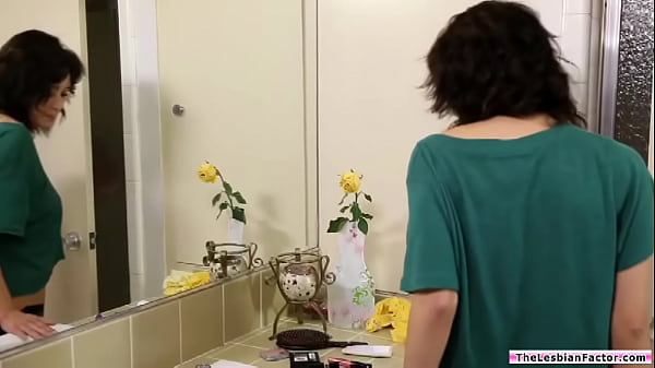 Redhead babe joins her lesbian friend on the bed naked.She rubs her bush while kissing.The busty bff licks her shaved pussy before they do scissoring.