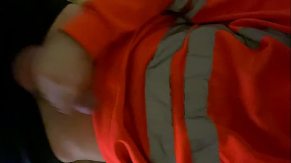 high viz worker jerking n cum