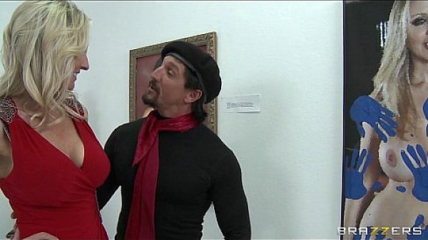 Mature blonde MILF shows off her pierced nipples & rides big-dick 