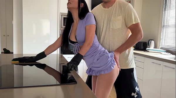 Fucked a hot stepmom in a short dress in the kitchen