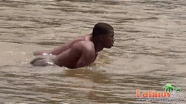 Studly Latin twinks get a boner after a skinny dip