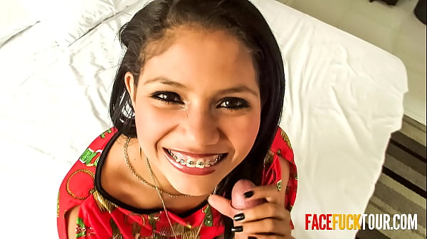 Cute young latina SLOPPY FACE FUCK