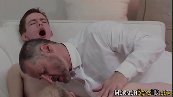 Gay mormon cums in 3way 
