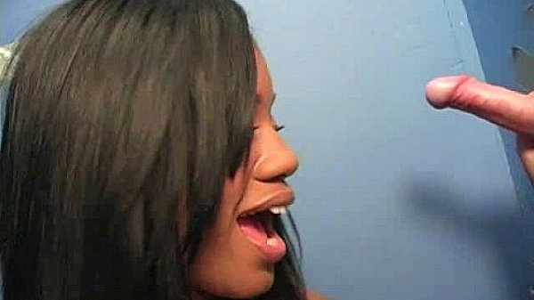 Black chick blows & fucks cock on a naughty gloryhole 27