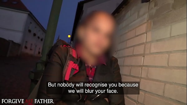 DEVIANTE - Innocent brunette woman is fucked hard in the back of a transit van by a preacher with a fucking big dick  