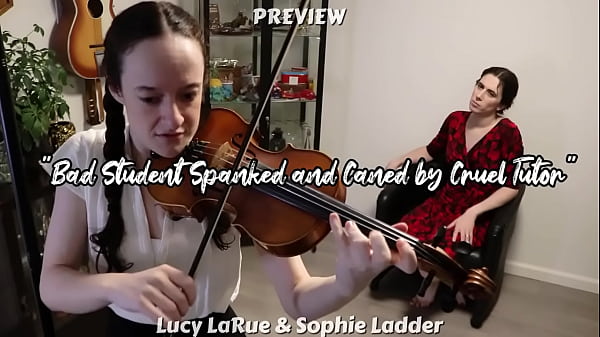Bad Student Spanked and Caned by Cruel Tutor Sophie Ladder