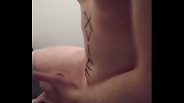 Taking the long dildo of anal beads while standing on my bed. It got sucked in hard