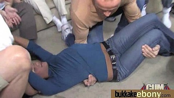 Ebony babe sucks too many white cocks 15