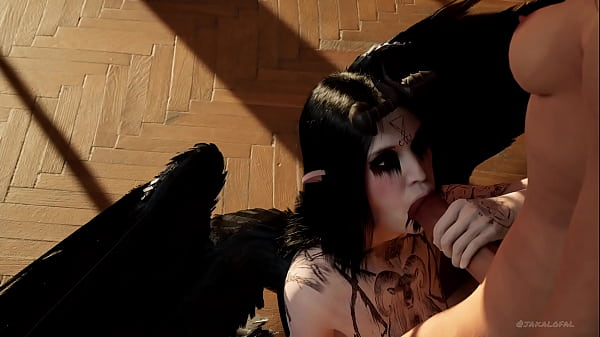 DEMONGIRL BLOWJOB (she drinks cum from a huge futanari cock) 