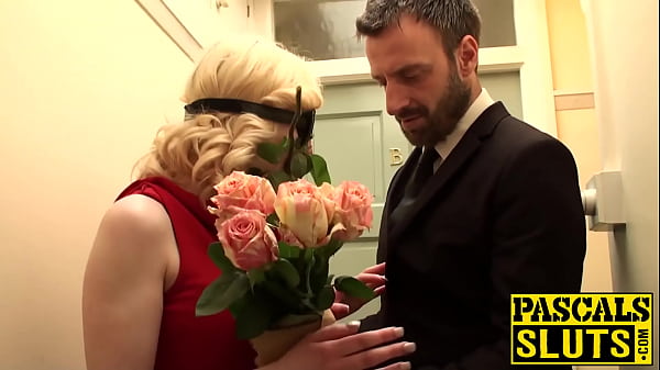 Blindfolded UK slut drilled and fed cum