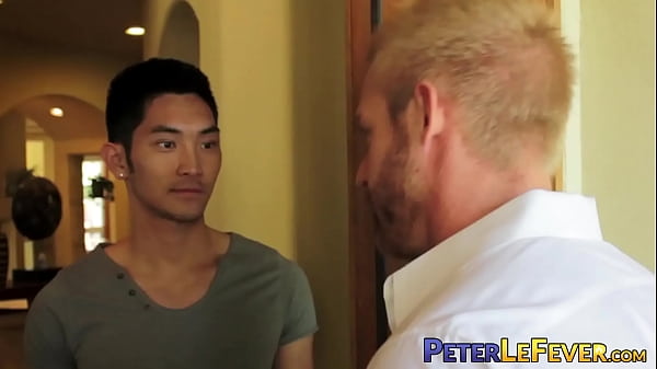 Pretty Asian twink intense kitchen fuck 