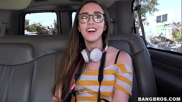 Amateur with glasses gets fucked on BangBus