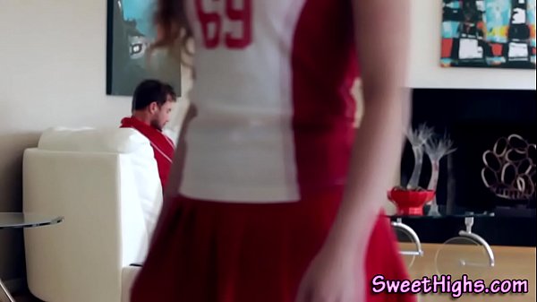 Skinny cheerleader sucks cock and fucked hard 