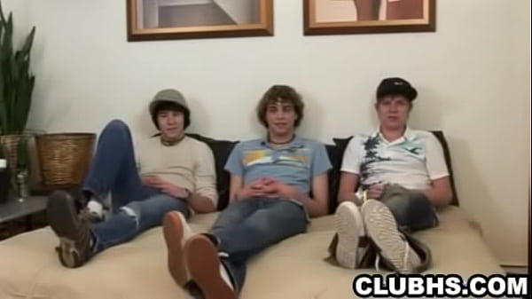 Three horny amateur hunks tugging on their hard cock 