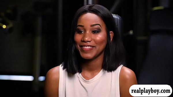 Gorgeous brunette ebony babe with awesome huge breasts showing off her stunning body 