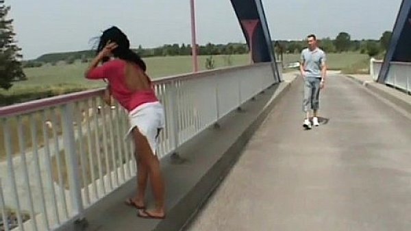 Busty German MILF Sucks and Fucks Outdoor on a Bridge