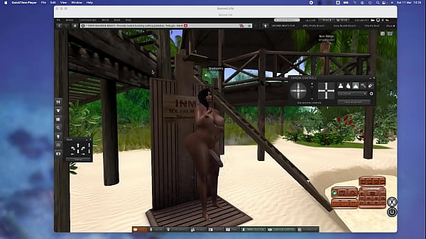 BBC shemale taking a shower in second life