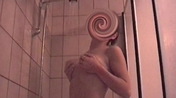 Cute teen takes a shower