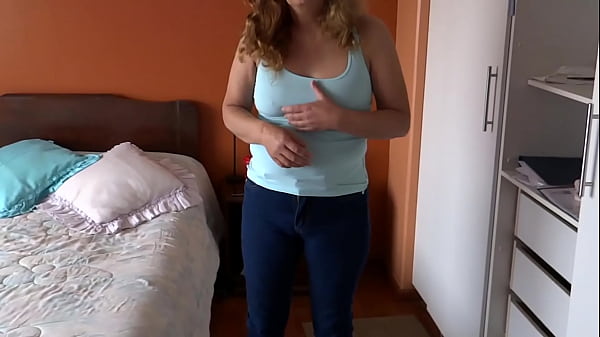 Stepmother masturbates next to with a huge cock, mutual masturbations, she cums and fills her tits with milk 