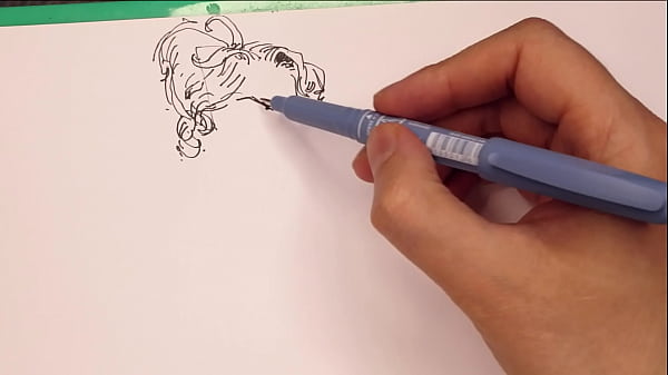 Quick marker and pencil sketches, drawing process